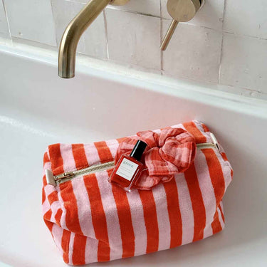 Vic Toiletry Bag - Pink / Tomato Stripes