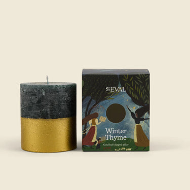Gold Half Dipped Candle - Winter Thyme
