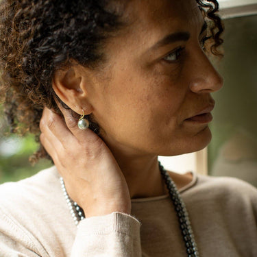 Cambridge Pull Through Ball Earrings - Pearl