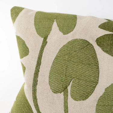 Cushion with Insert - Embroidered Water Lillies Green
