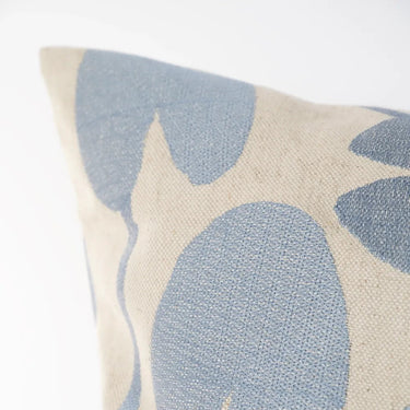 Cushion with Insert - Embroidered Water Lillies Blue