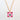 Necklace - Folk Floral Charm - Pink Red