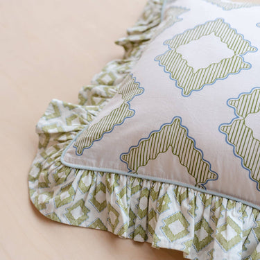 Cotton Cushion - Green Diamond