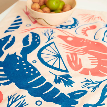 Organic Tea Towel - Seafood Platter