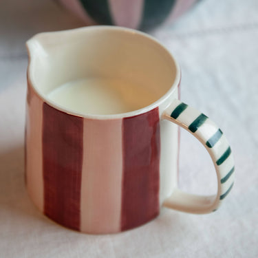 Jug - Wine & Peach Pink Wide Stripe