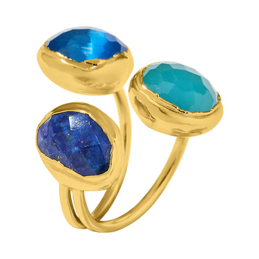 Amelie Three Stone Ring - Blue