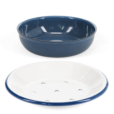 Round Enamel Soap Dish - Petrol Blue