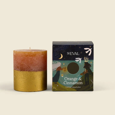 Gold Half Dipped Candle - Orange & Cinnamon