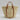 French Market Straw Basket Tote with Double Leather Handles - Brown
