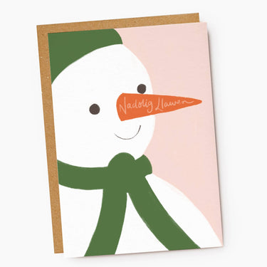 Christmas Card - Nadolig Llawen Snowman