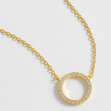 Large Pave Set Circle Necklace - CZ Gold