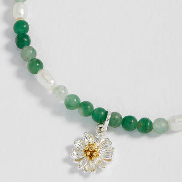 Green & Pearl Wildflower Bracelet