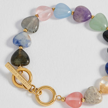 Multi-Gemstone Heart T-Bar Bracelet