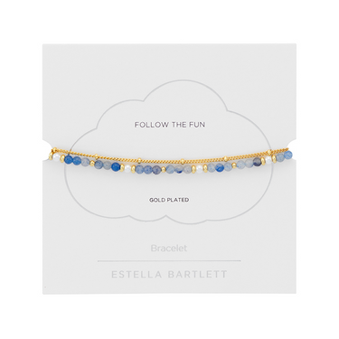 Pearl and Blue Aventurine Duo Bracelet - Gold