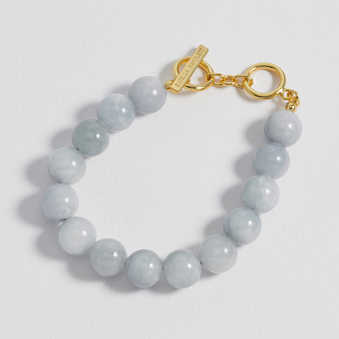 Chunky Blue Quartz T-Bar Bracelet - Gold
