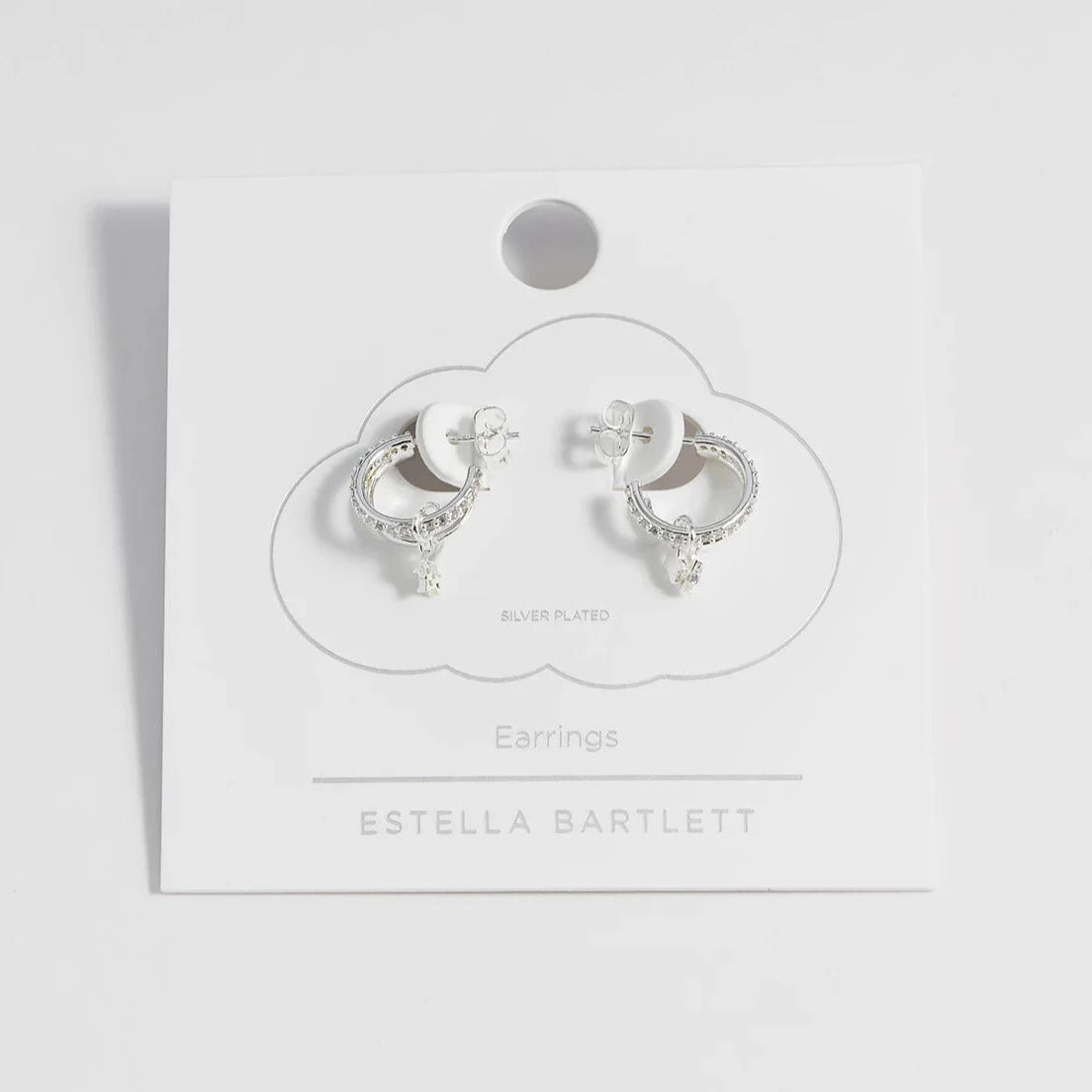 Estella Bartlett Orecchini A Cerchio Duo Pave Star – Placcati Argento, Con Stelle E Pietre