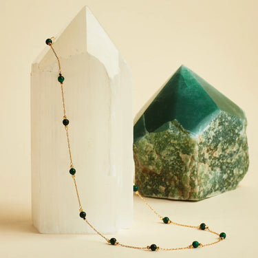 Wellness Gemstone Bead Necklace - Malachite