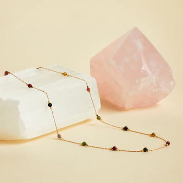 Wellness Gemstone Bead Necklace - Tourmaline