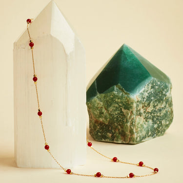 Wellness Gemstone Bead Necklace - Red Agate