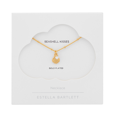 Seashell and Pearl Necklace - Gold