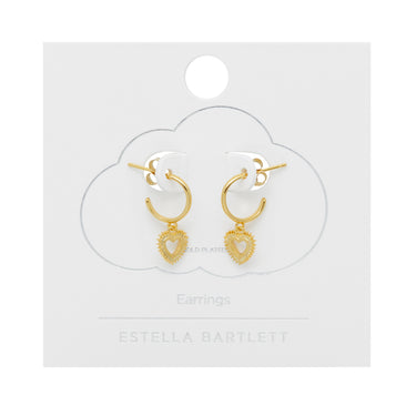 Heartburst Drop Hoop Earrings - Gold