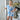 Short Pyjama Set - Blue & White Safari Toile De Jouy Print