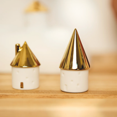 Set of 3 Mini Houses - Gold Roof