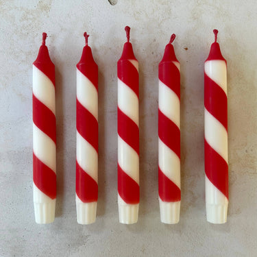Hand Dipped Candle - Red & White Candy Cane