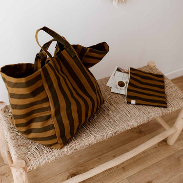 Elisa Tote Bag - Cumin / Black Stripes