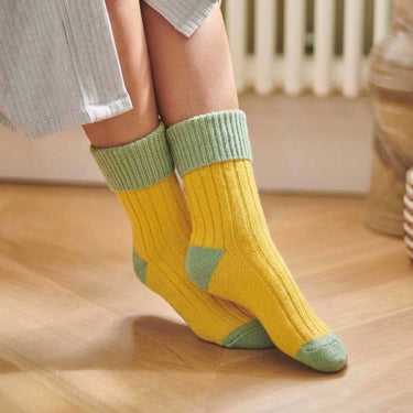 Cashmere Blend Slouch Socks - Yellow & Mint