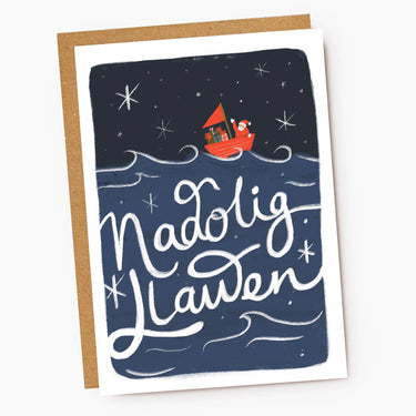 Christmas Card - Nadolig Llawen Sailing Santa