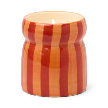 Cabana Red/Coral Striped Ceramic Candle - Spiced Apple
