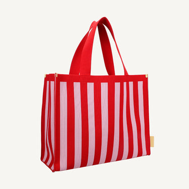 Shopper Knitted Stripes - Cérise & Ballet