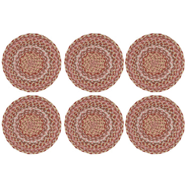 Placemats in a Basket - Set of 6 Coral