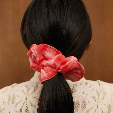 Scrunchie - Gingham Pink / Red