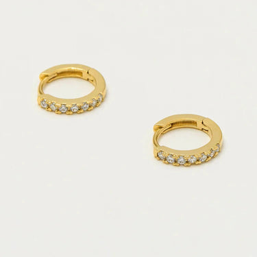 Gold Hoop Earrings with White CZ