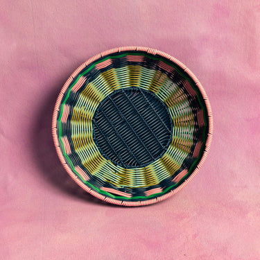 Woven Bowl - Pink & Navy