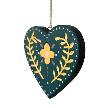 Hanging Heart - Folk Art Green