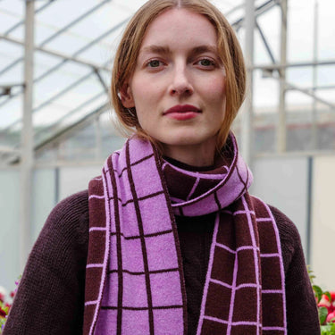 Graph Knitted Scarf - Moorland (Chocolate & Lilac)
