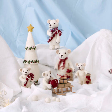 Hanging Decoration - Small White Polar Bear With Gift Bag