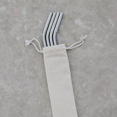 Set of 4 Drinking Straws - Silver