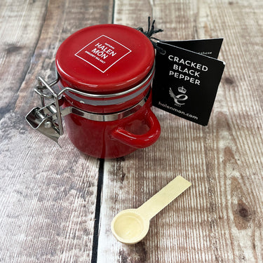 Cracked Black Peppercorns - Red Mini Clamp Top Jar