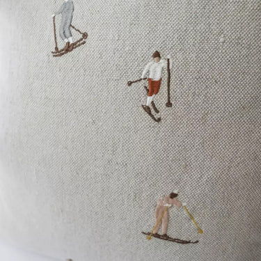Cushion with Insert - Embroidered Skiers