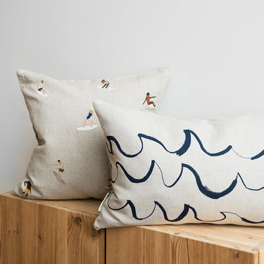 Cushion with Insert - Embroidered Surfers